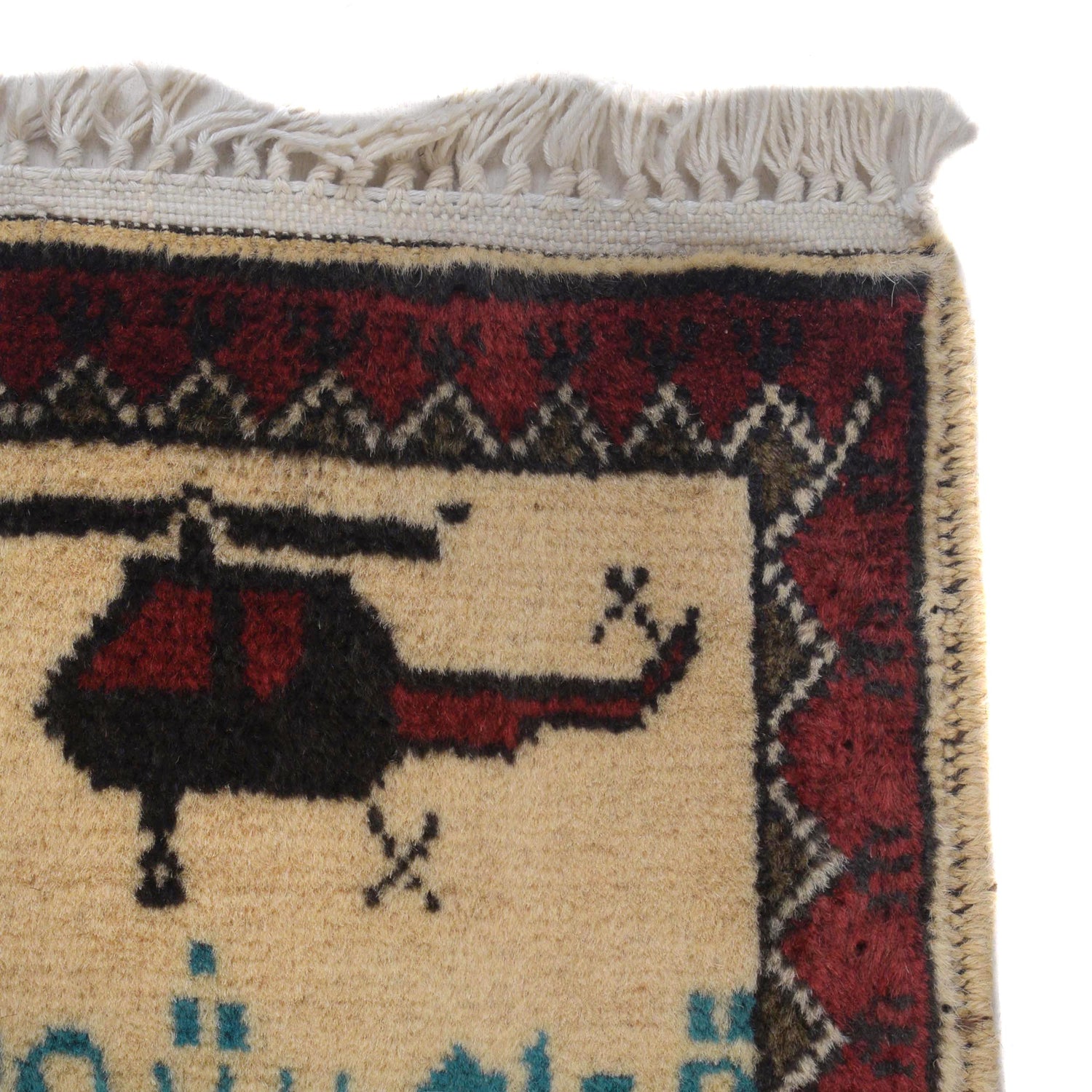 Handmade Afghan War Area Rug 2' 8" x 4' 2" ft / 82 x 126 cm - No. W31154