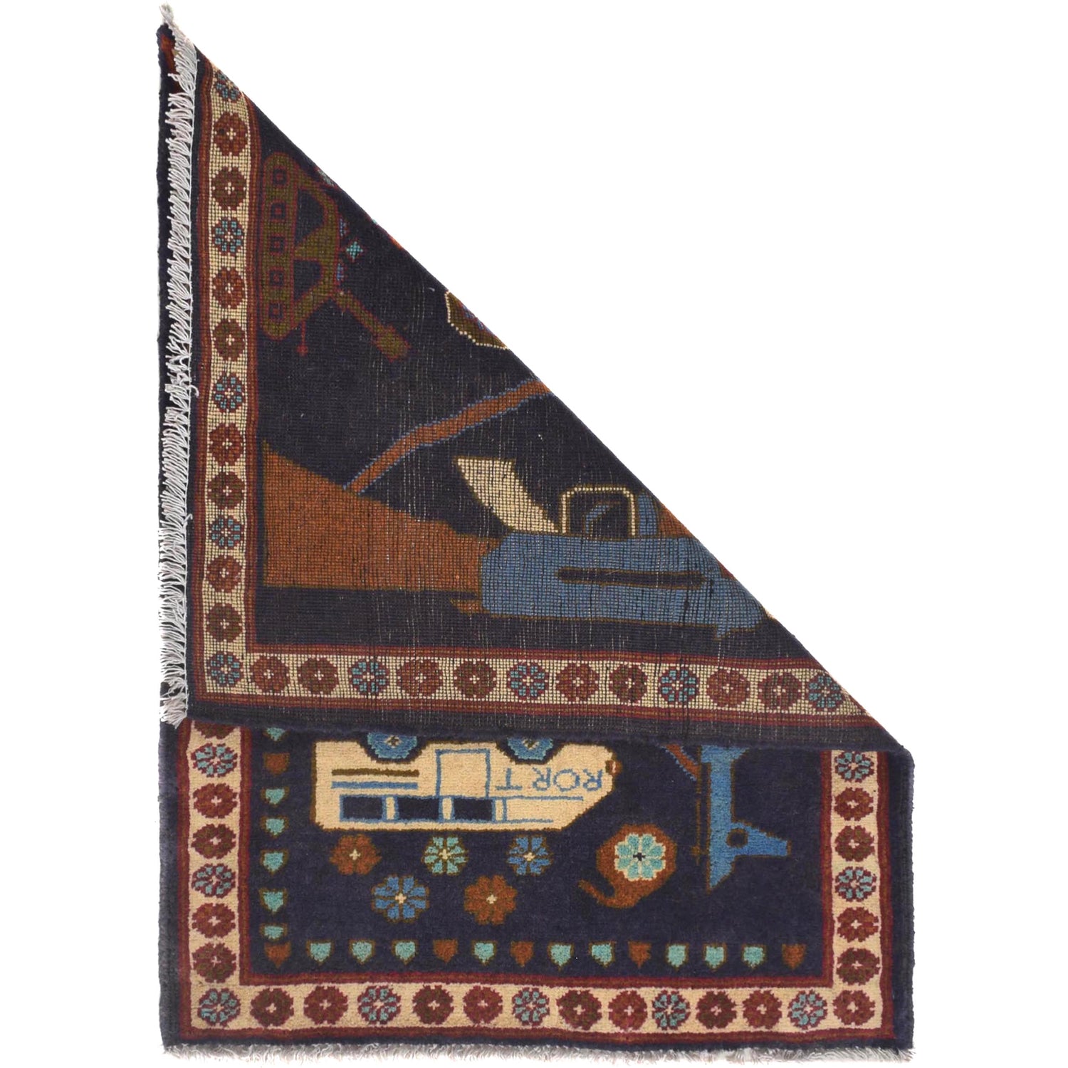 Handmade Afghan War Area Rug 2' 0" x 2' 10" ft / 62 x 86 cm - No. W31156