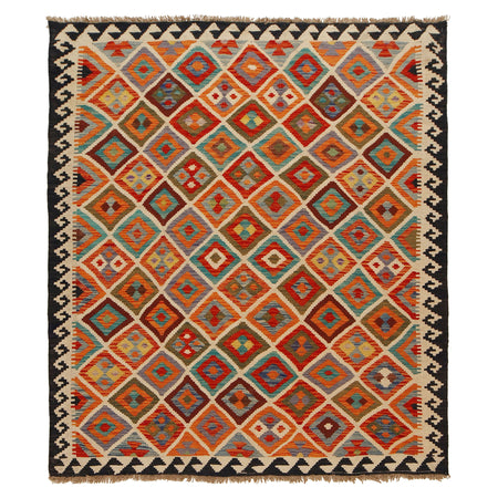 Hand Made Afghan Kilim 5' 1" x 5' 9" ft / 156 x 176 cm - No. W31251