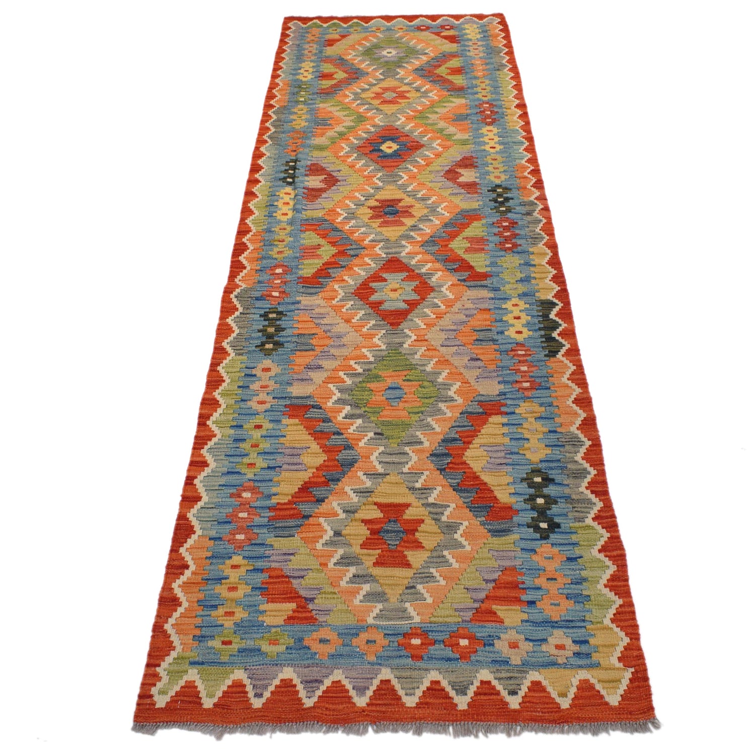 Hand Made Afghan Kilim Runner 2' 7" x 9' 9" ft / 79 x 297 cm - No. W31580
