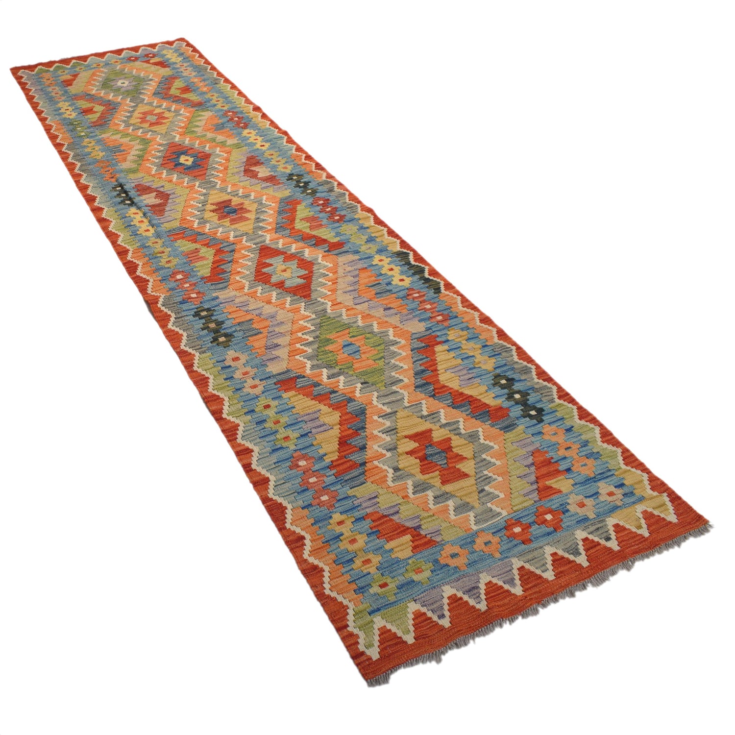 Hand Made Afghan Kilim Runner 2' 7" x 9' 9" ft / 79 x 297 cm - No. W31580