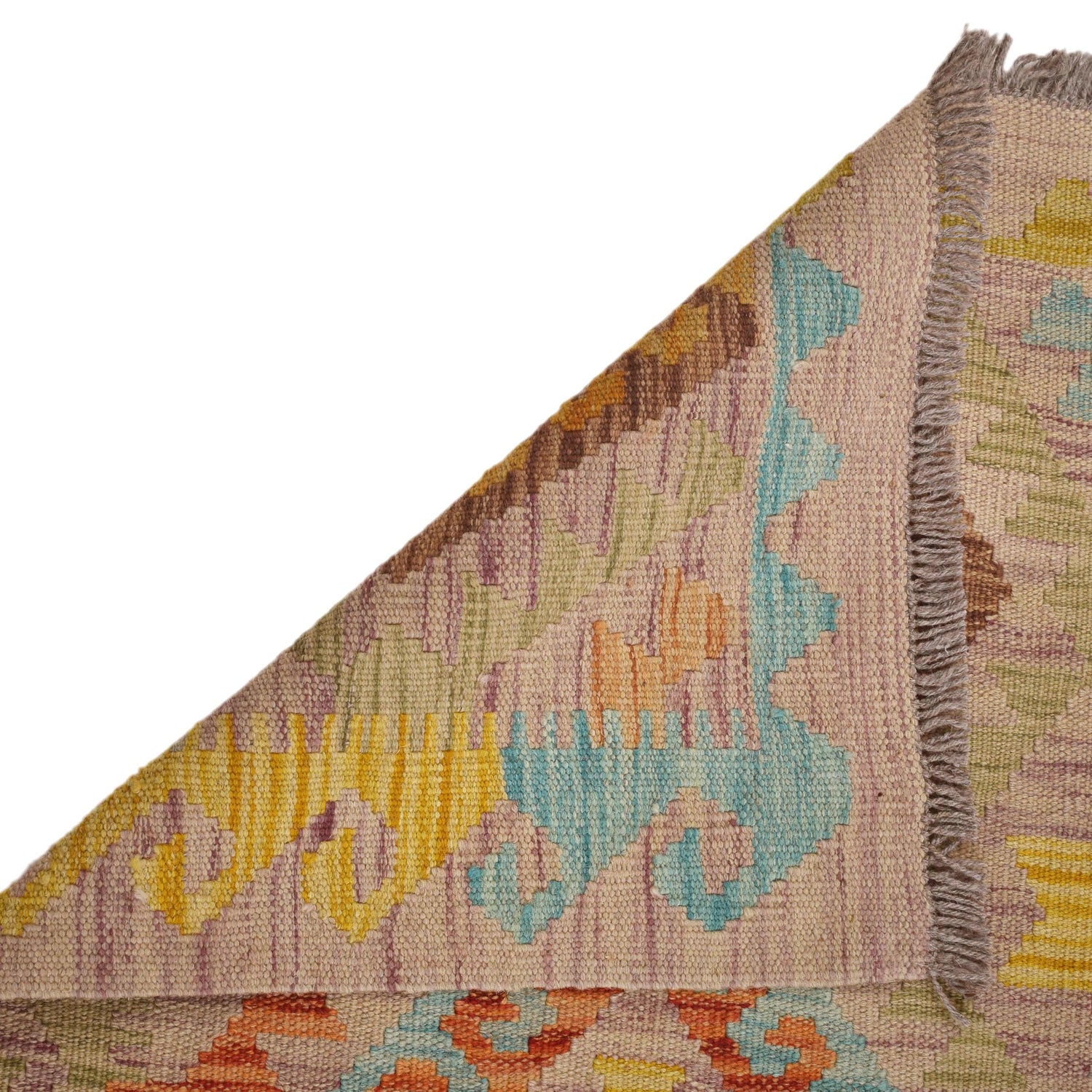 Colorful Flat-Weave Wool Kilim Runner 2' 0"x 6' 5" ft / 62 x 196 cm - No. W31588