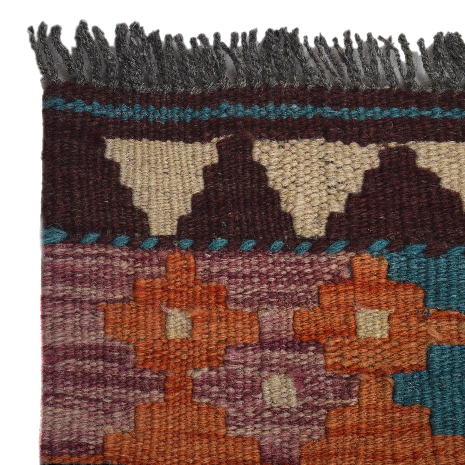 Colorful Flat-Weave Wool Kilim Runner 2' 1"x 6' 4" ft / 63 x 194 cm - No. W31589