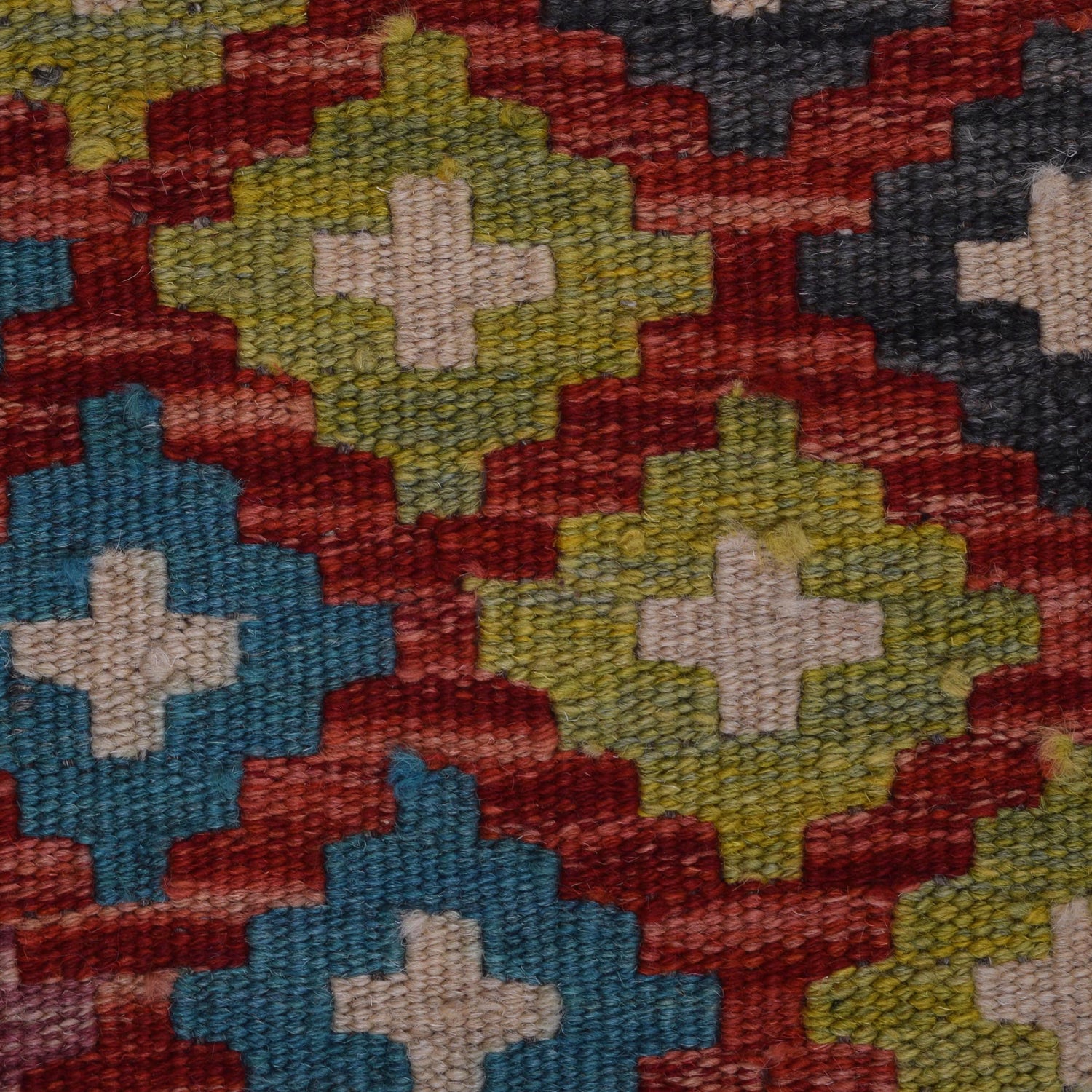 Colorful Flat-Weave Wool Kilim Runner 2' 1"x 6' 4" ft / 63 x 194 cm - No. W31589