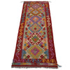 Colorful Flat-Weave Wool Kilim Runner 2' 0"x 6' 5" ft / 62 x 195 cm - No. W31591