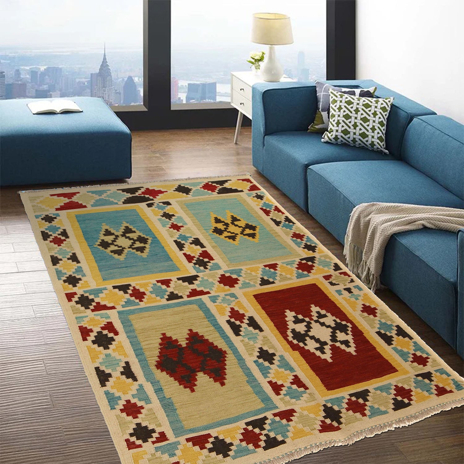 Handmade Vegetable Kilim 4' 4" x 6' 3" ft / 133 x 190 cm - No. W31593