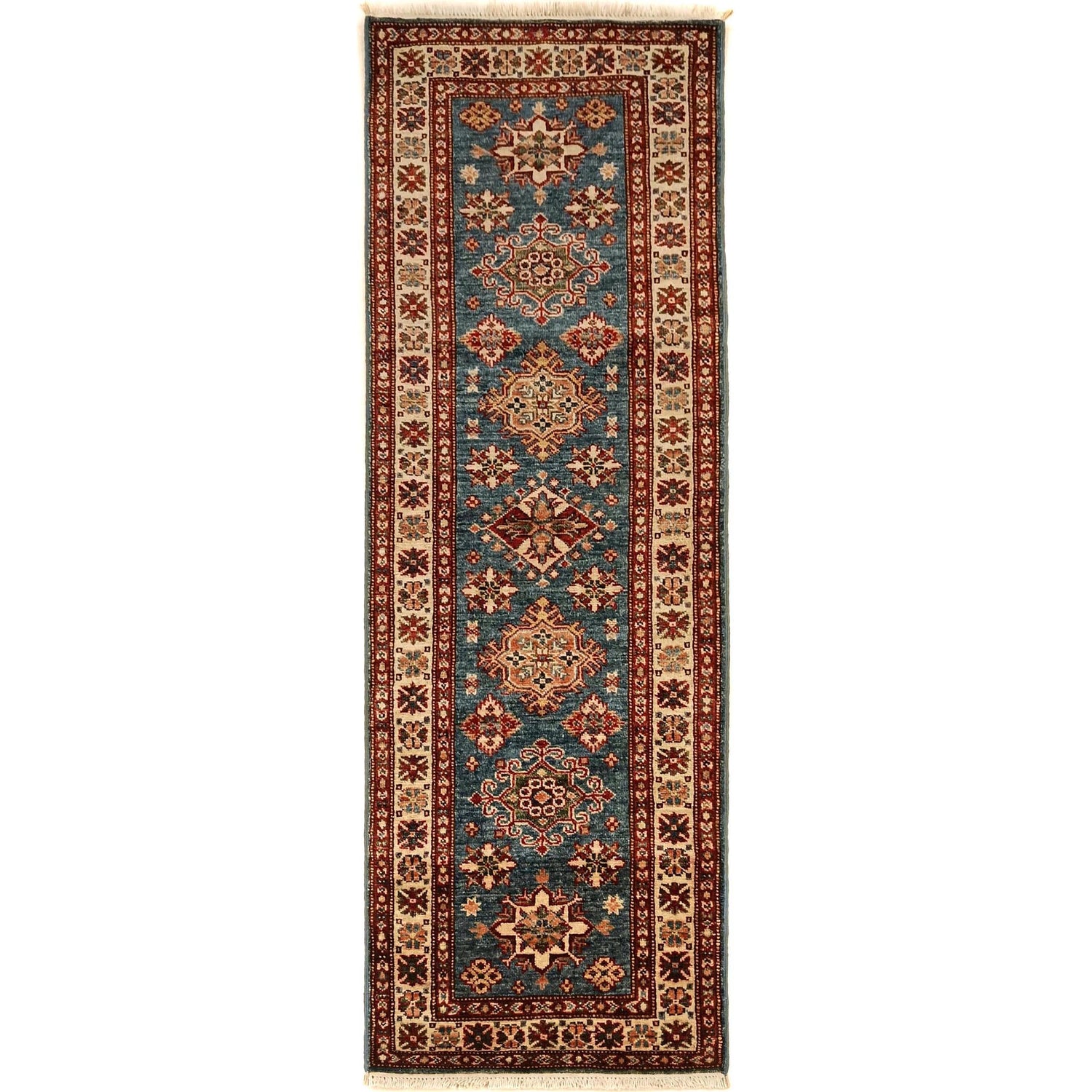 High-Quality Kazak Area Runner Rug 2' 1" x 6' 2" ft / 63 x 188 cm - No. W32073