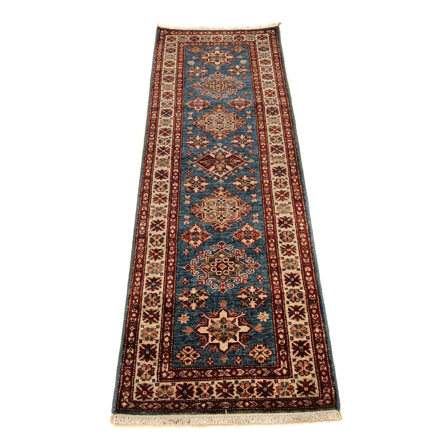 High-Quality Kazak Area Runner Rug 2' 1" x 6' 2" ft / 63 x 188 cm - No. W32073