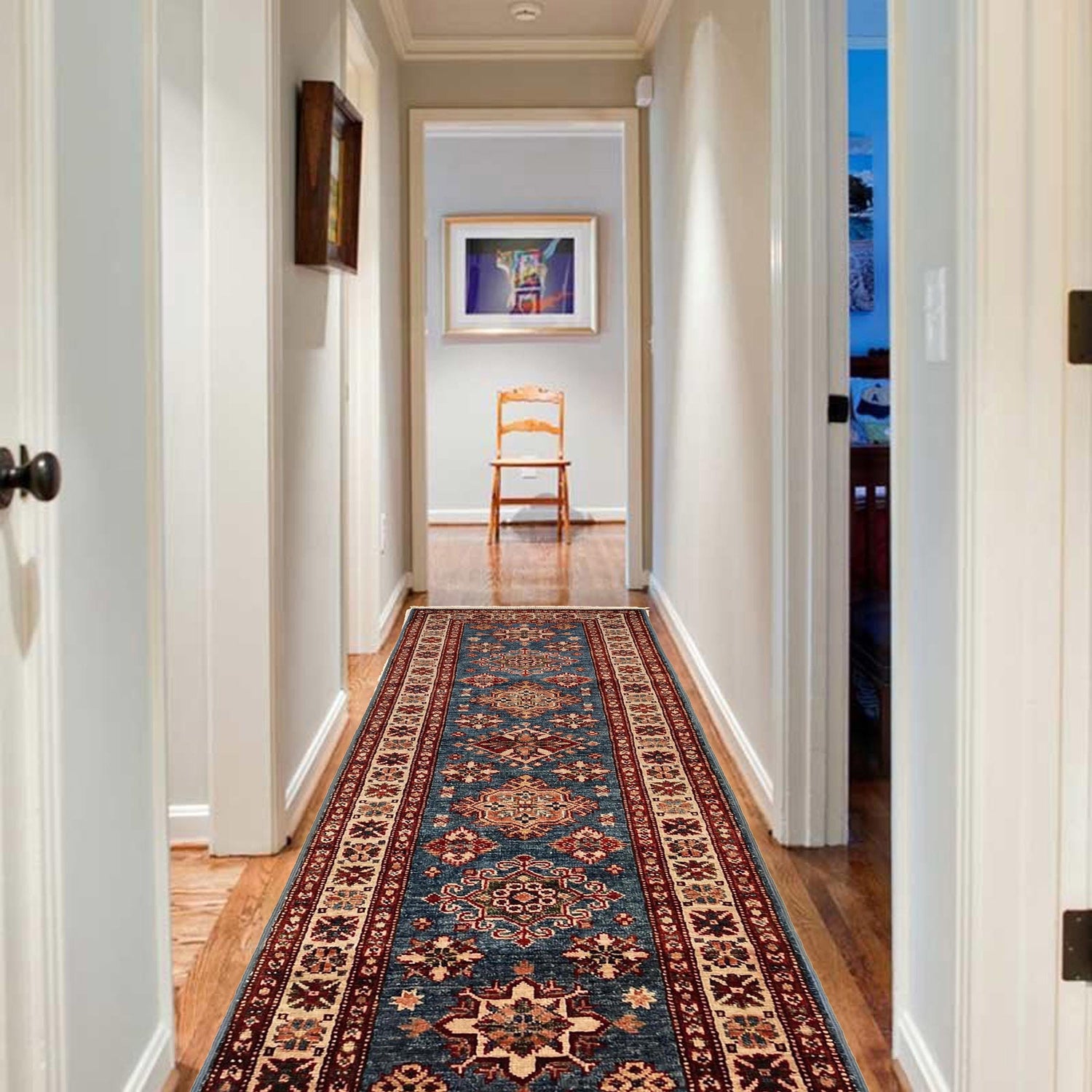 High-Quality Kazak Area Runner Rug 2' 1" x 6' 2" ft / 63 x 188 cm - No. W32073