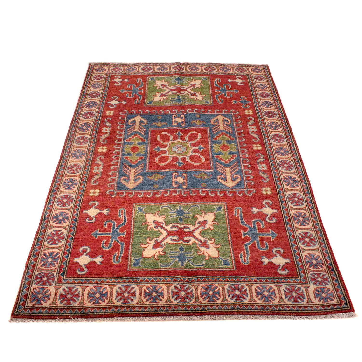 Oriental Kazak Rug 3' 10" x 5' 11" ft / 117 x 179 cm - No. W34027