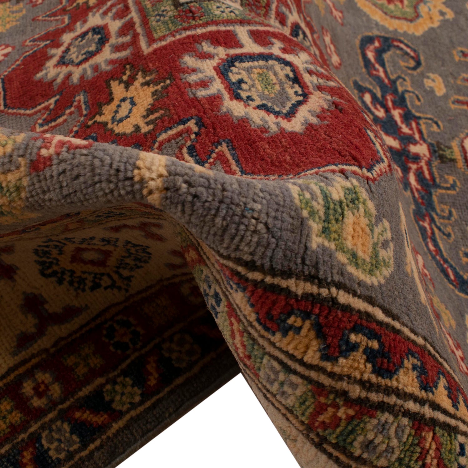 Hand Knotted Kazak Oriental Rug 4' 3" x 5' 9" ft / 129 x 176 cm - No. W34034