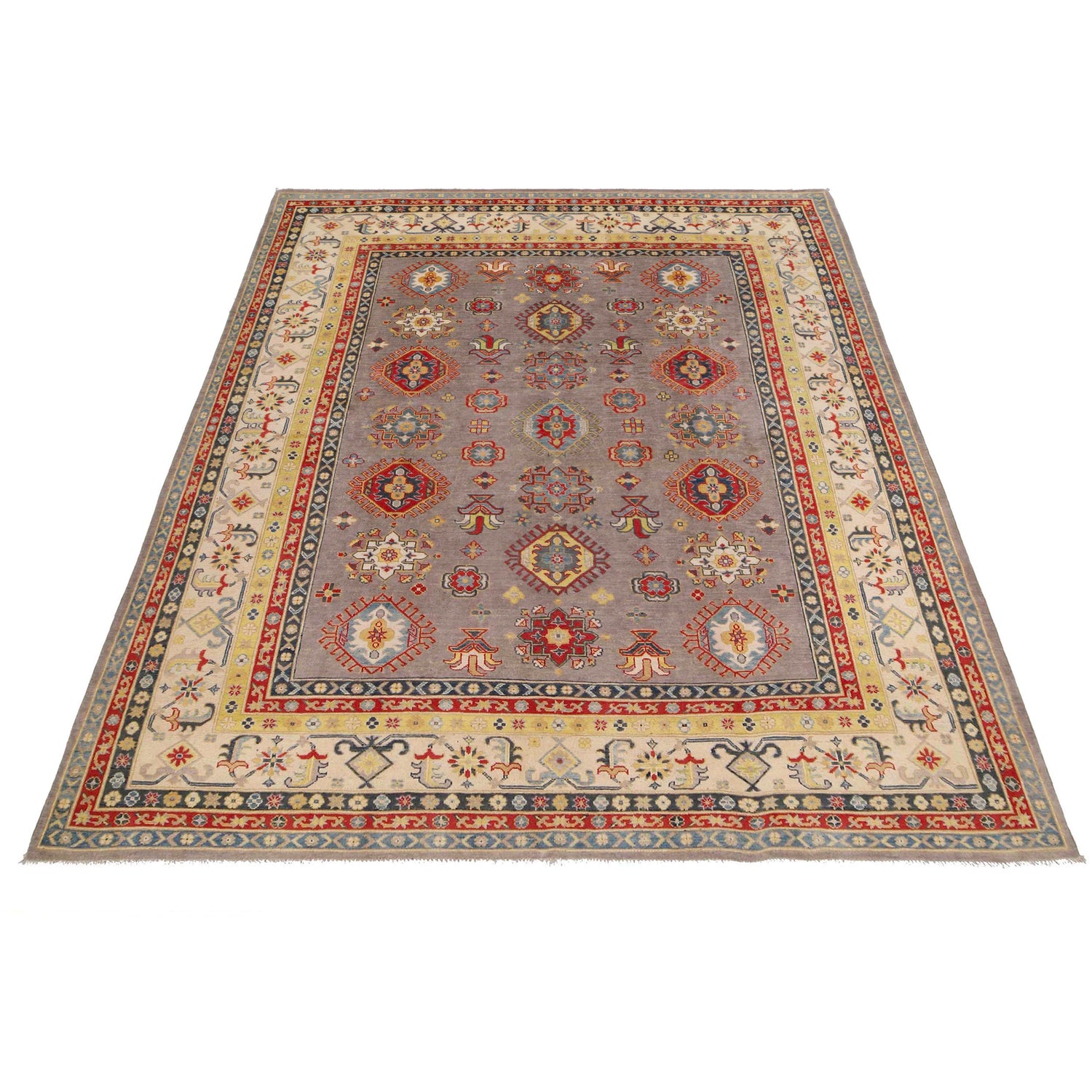 Gray Kazak Rug 7' 10" x 9' 7" ft / 239 x 291 cm - No. W34036