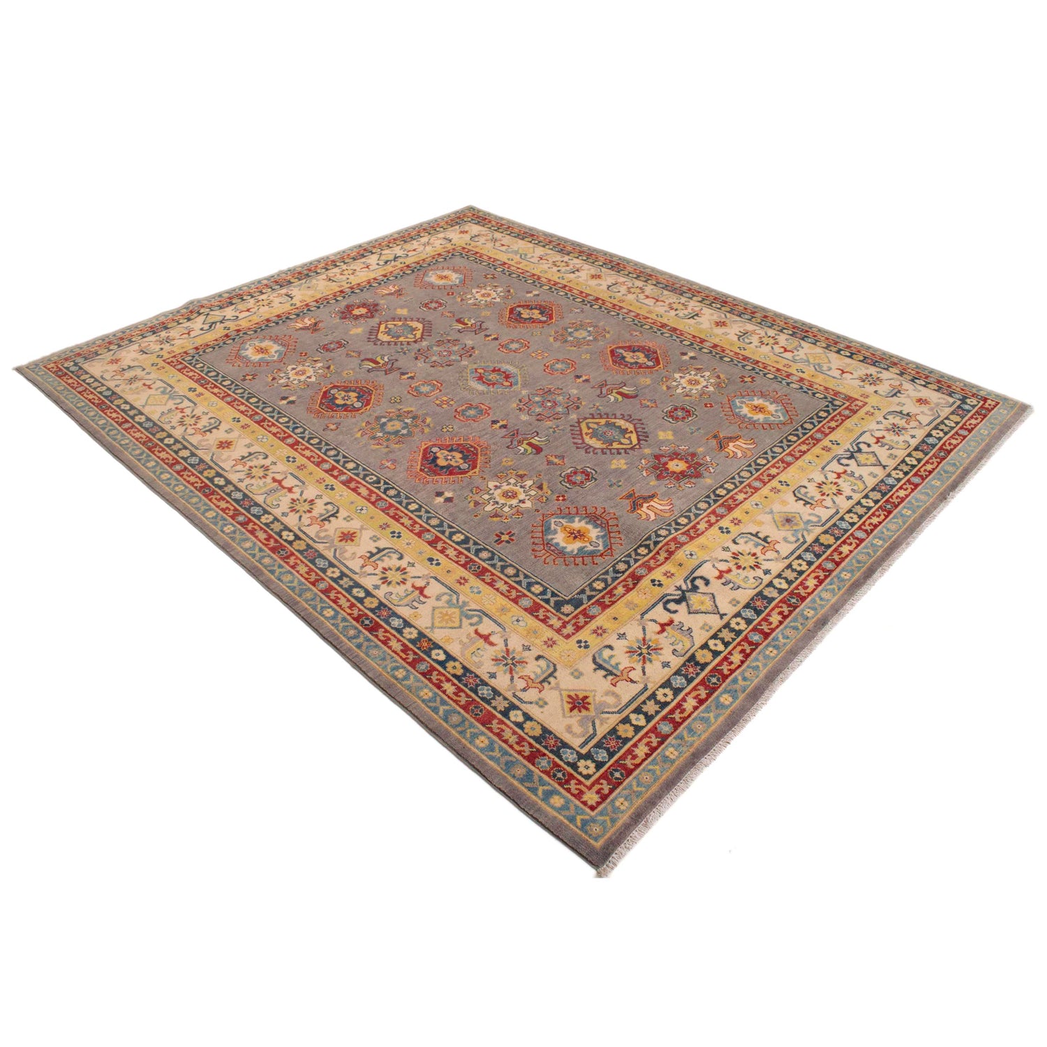 Gray Kazak Rug 7' 10" x 9' 7" ft / 239 x 291 cm - No. W34036