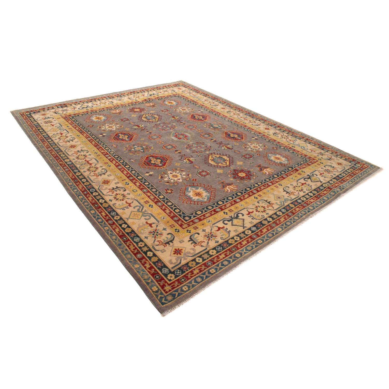 Gray Kazak Rug 7' 10" x 9' 7" ft / 239 x 291 cm - No. W34036
