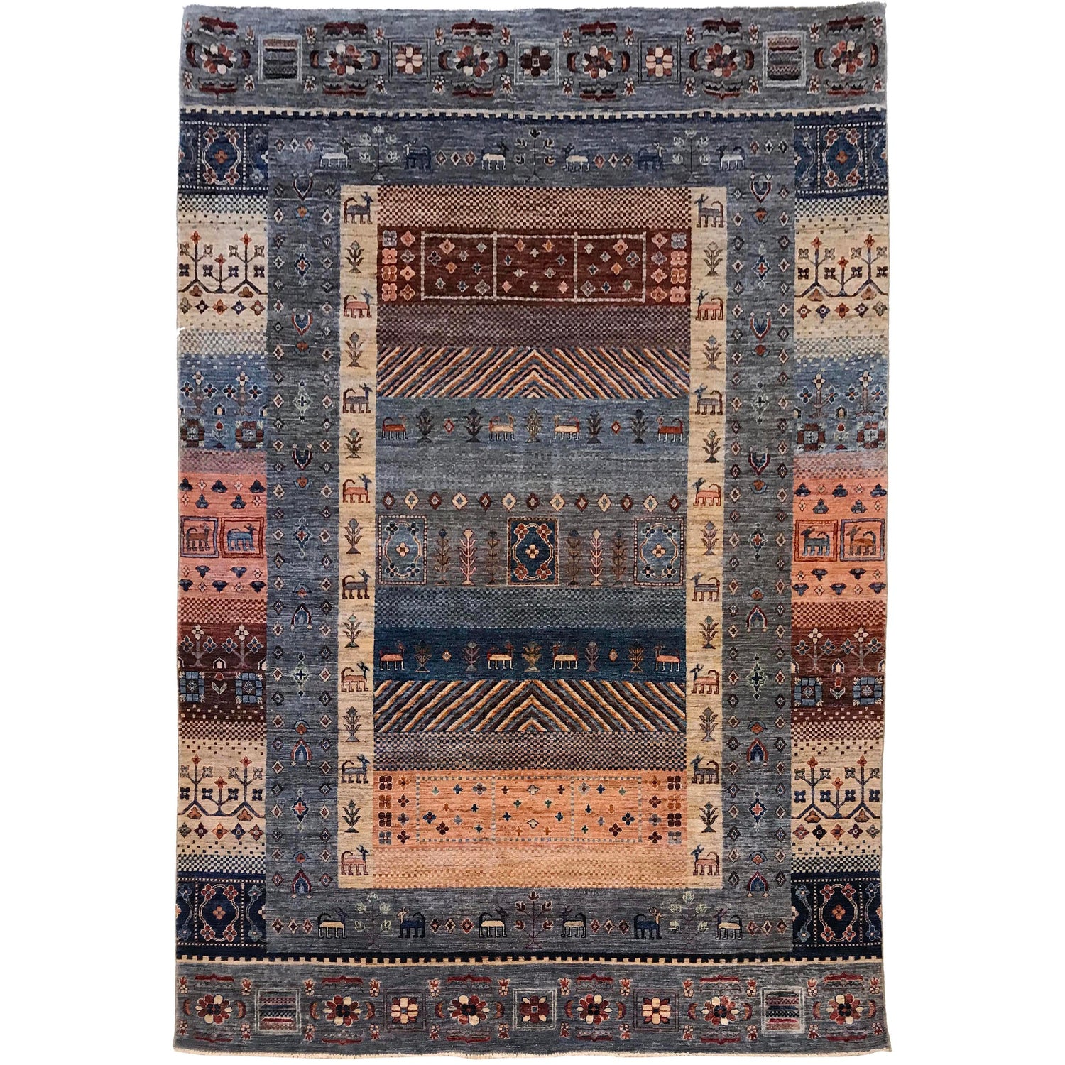 Handmade Shikargah Area Rug 6' 7" x 9' 8" ft / 200 x 294 cm - No. W34039