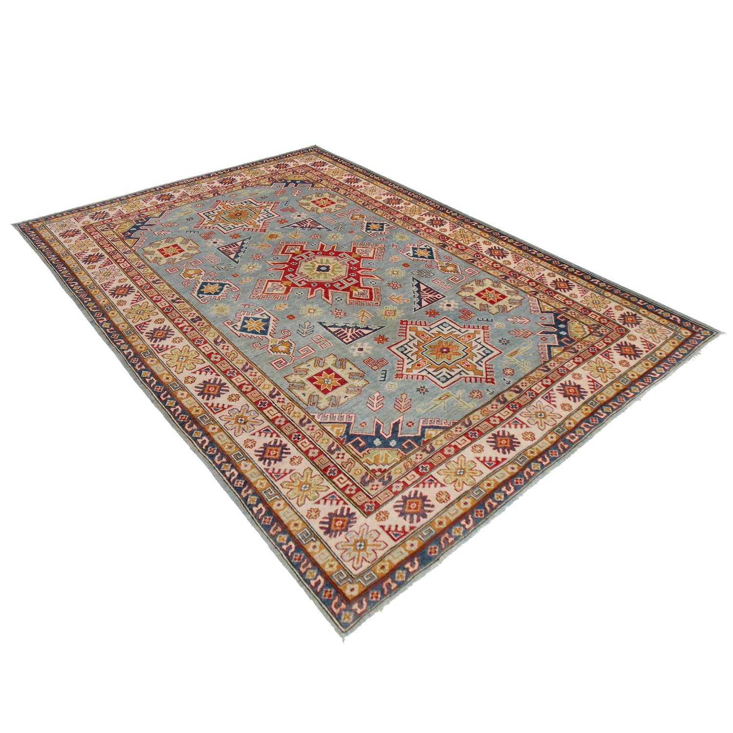 Handmade Kazak Area Rug 6' 8" x 9' 5" ft / 203 x 286 cm - No. W34050