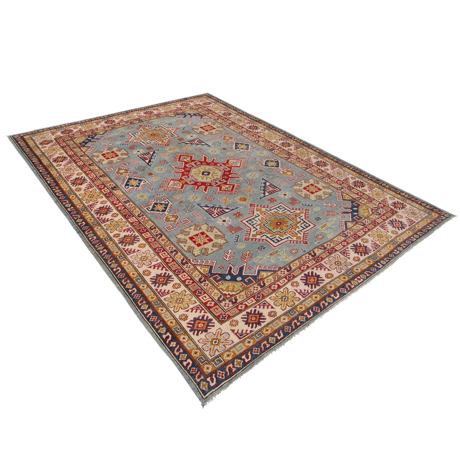 Handmade Kazak Area Rug 6' 8" x 9' 5" ft / 203 x 286 cm - No. W34050