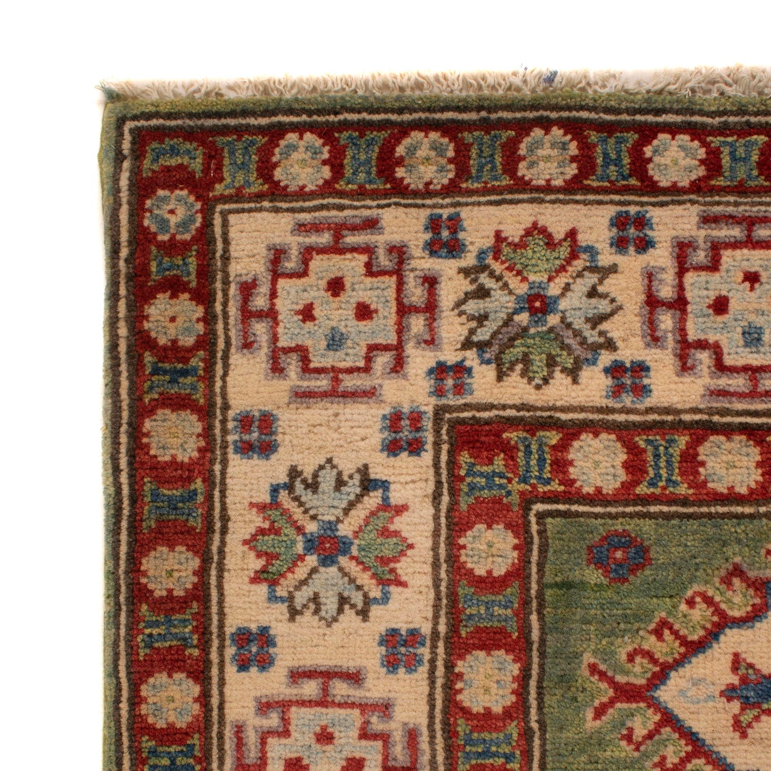 Green Color Kazak Rug 4' 11" x 6' 7" ft / 151 x 200 cm - No. W34055