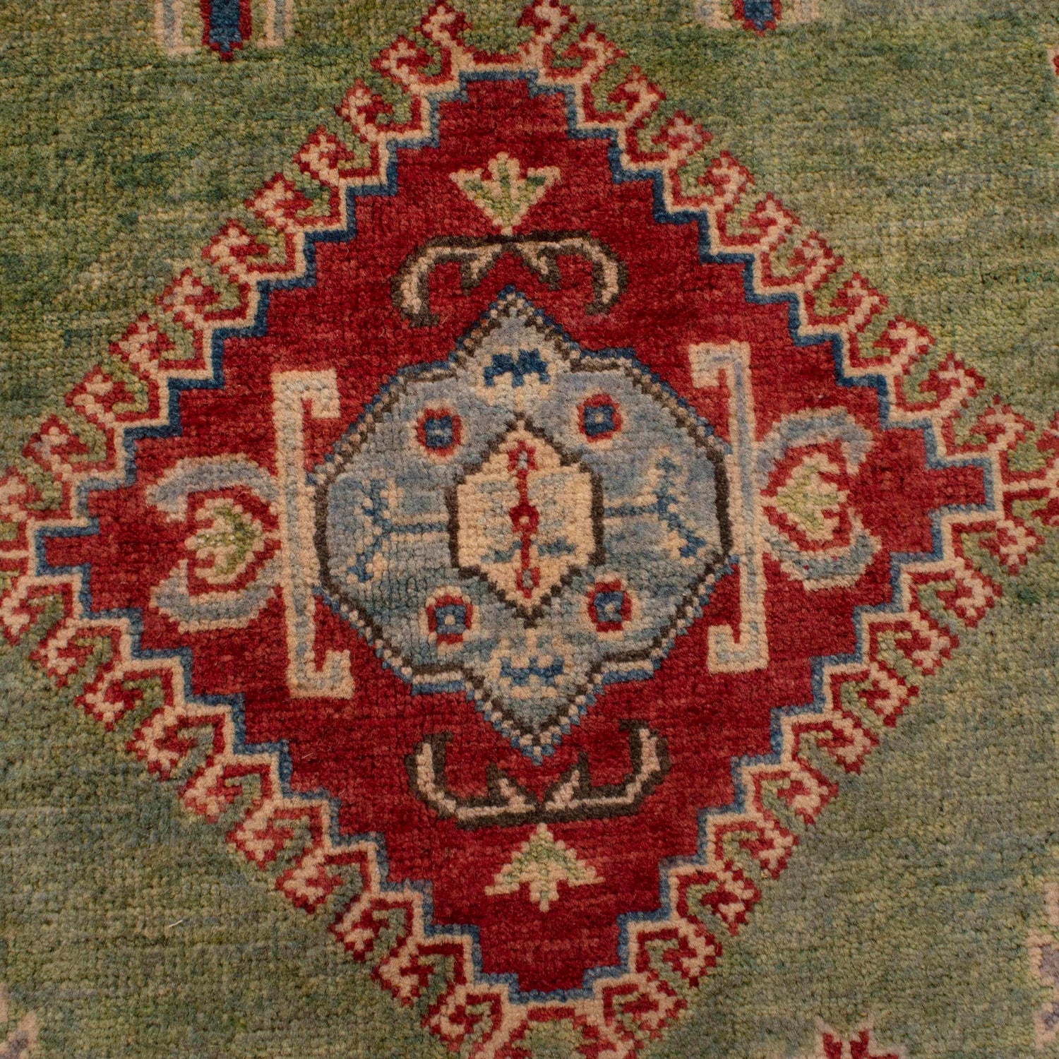 Green Color Kazak Rug 4' 11" x 6' 7" ft / 151 x 200 cm - No. W34055