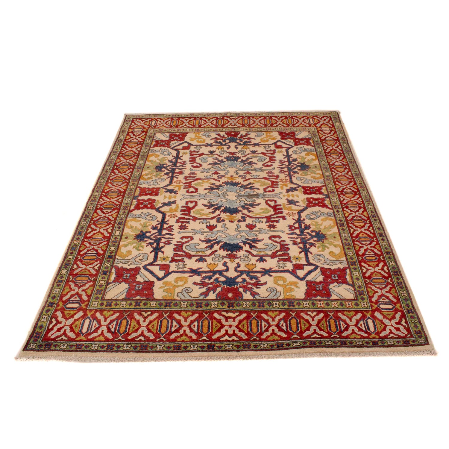 Handmade Kazak Area Rug 4' 11" x 6' 4" ft / 150 x 192 cm - No. W34058