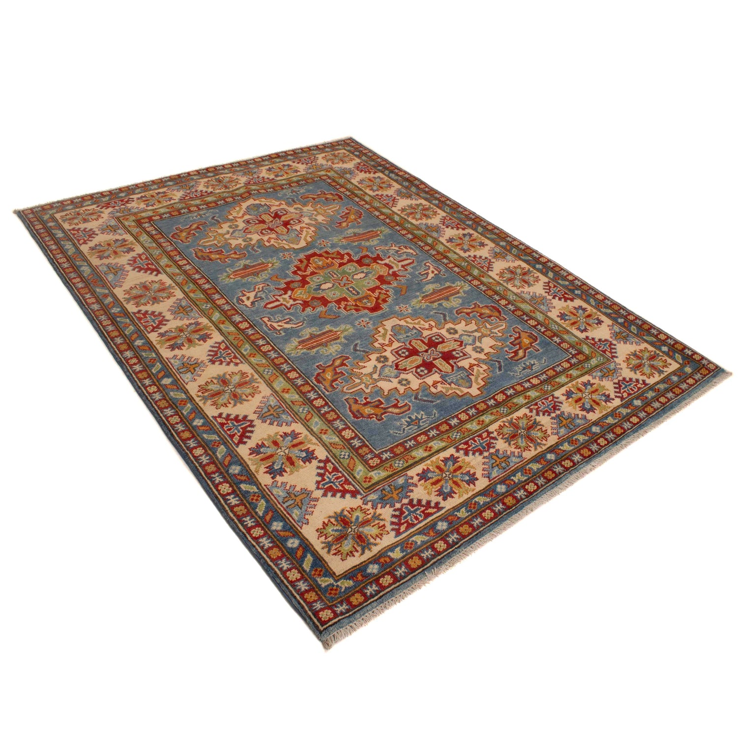 Handmade Kazak Area Rug 4' 11" x 6' 8" ft / 150 x 203 cm - No. W34061