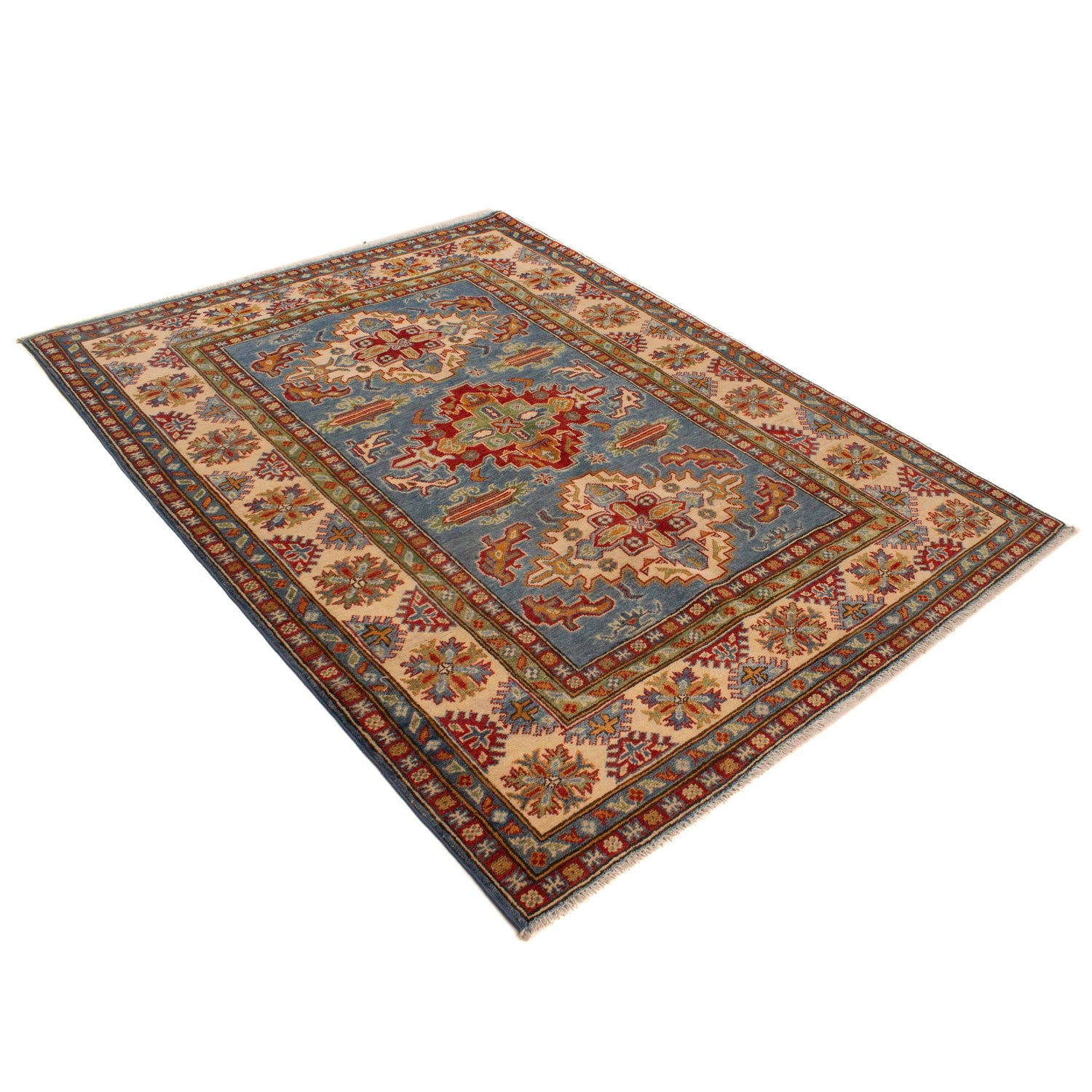 Handmade Kazak Area Rug 4' 11" x 6' 8" ft / 150 x 203 cm - No. W34061
