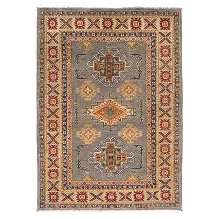 Hand Knotted Kazak Oriental Rug 4' 2" x 5' 11" ft / 126 x 180 cm - No. W34063