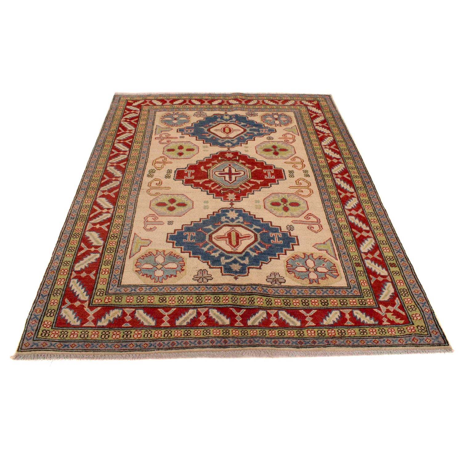 Hand knotted Kazak Carpet 5' 0" x 6' 4" ft / 152 x 193 cm - No. W34065