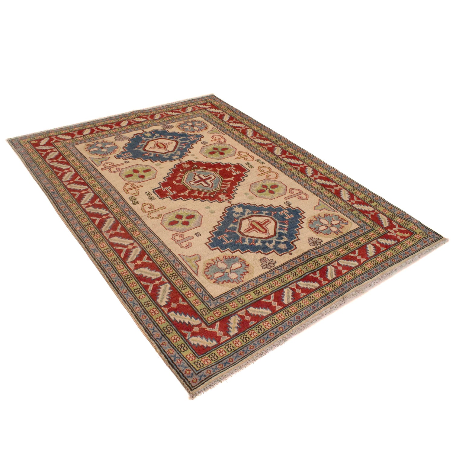 Hand knotted Kazak Carpet 5' 0" x 6' 4" ft / 152 x 193 cm - No. W34065