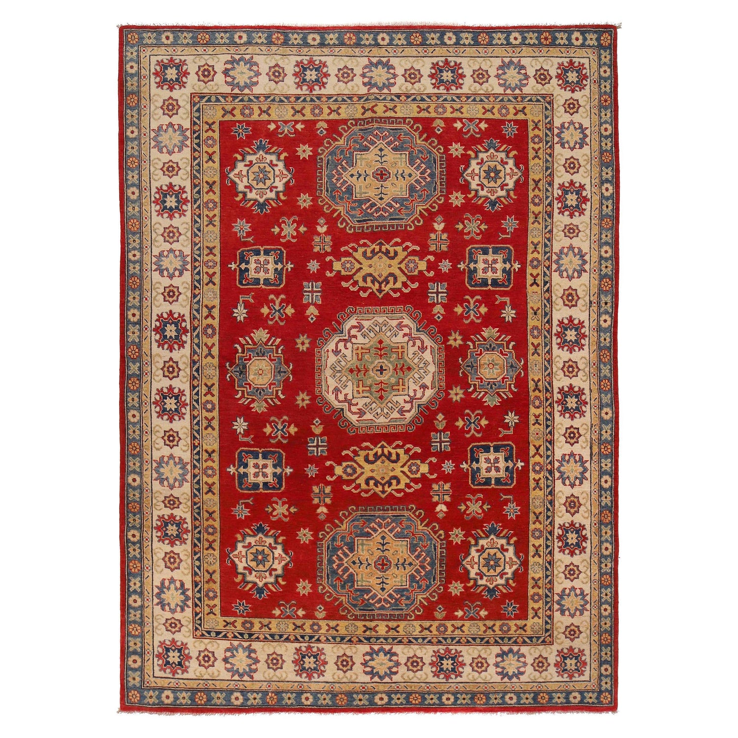 Hand knotted Kazak Rugs 6' 7" x 8' 11" ft / 200 x 271 cm - No. W34067