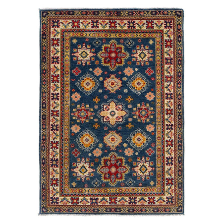 Navy Blue Color Kazak Rug 4' 0" x 5' 9" ft / 121 x 175 cm - No. W34069