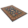 Navy Blue Color Kazak Rug 4' 0" x 5' 9" ft / 121 x 175 cm - No. W34069