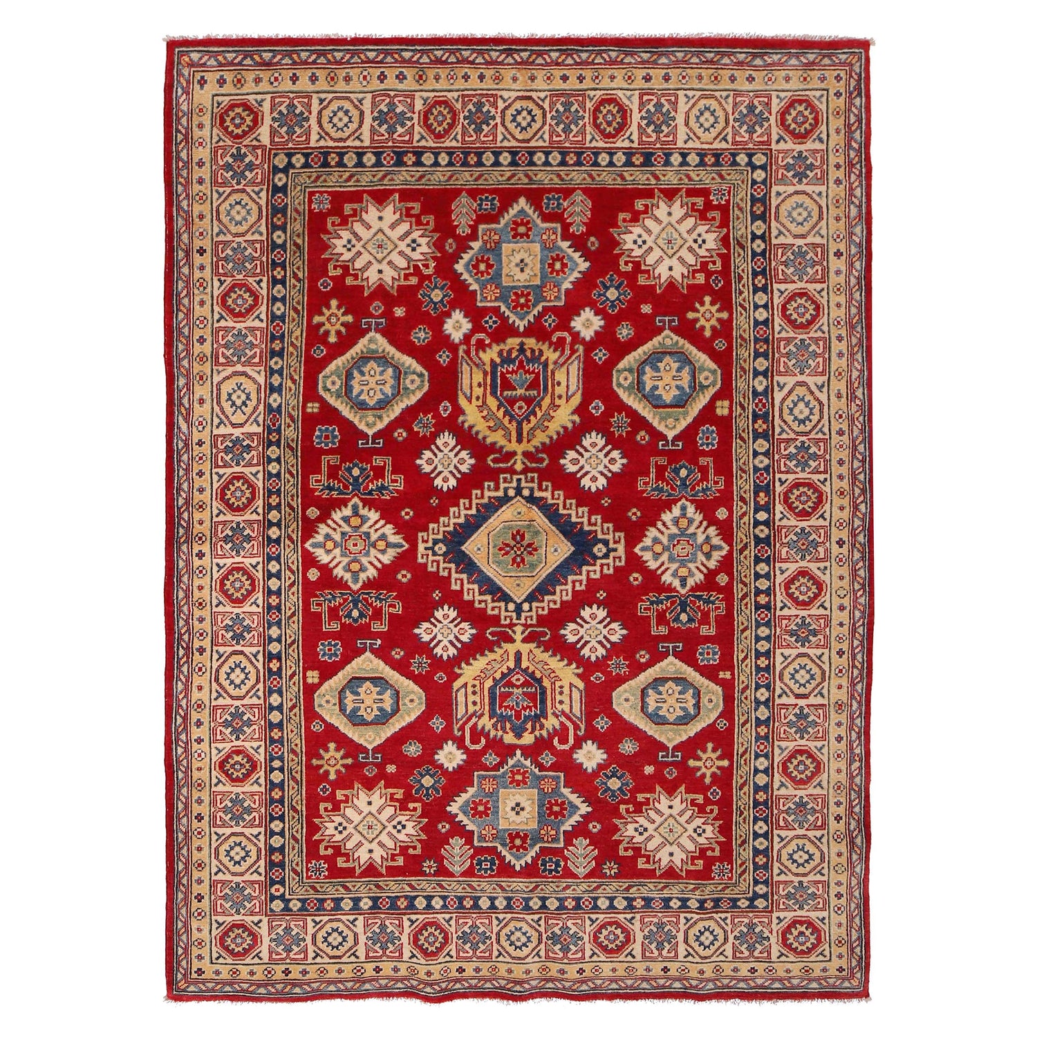 Hand knotted Kazak Carpet 5' 7" x 7' 7" ft / 169 x 232 cm - No. W34072