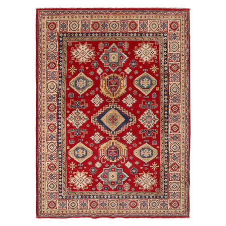 Hand knotted Kazak Carpet 5' 7" x 7' 7" ft / 169 x 232 cm - No. W34072