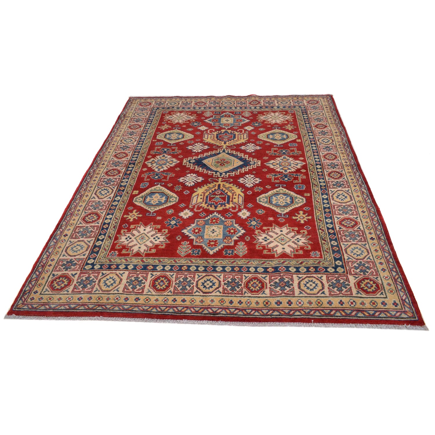 Hand knotted Kazak Carpet 5' 7" x 7' 7" ft / 169 x 232 cm - No. W34072