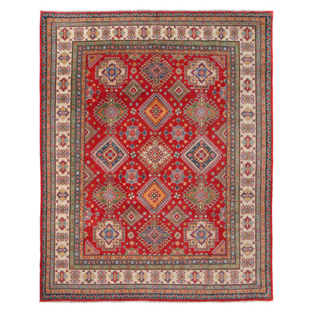 Handmade Kazak Area Rug 8' 1" x 9' 11" ft / 246 x 303 cm - No. W34073