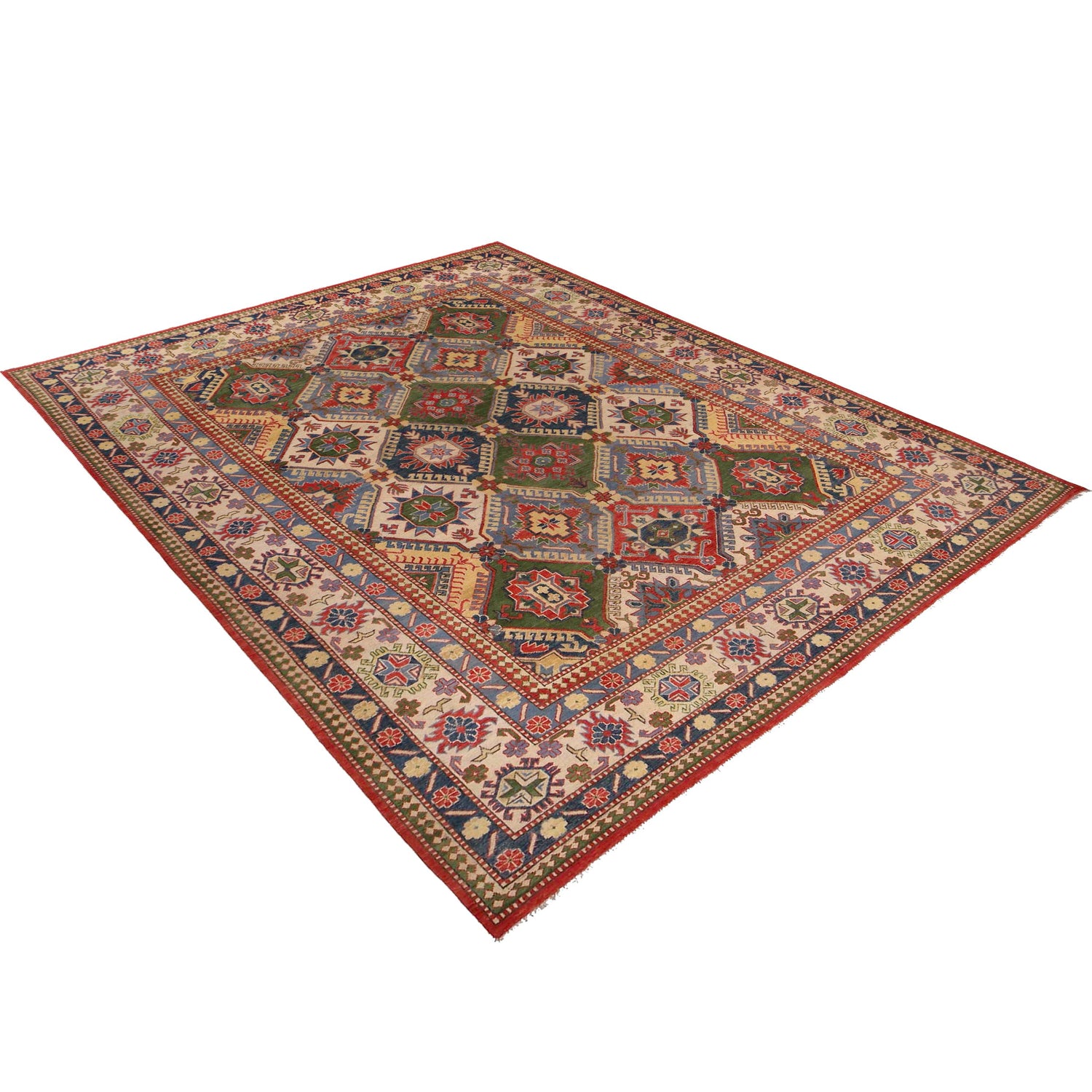 Handmade Kazak Area Rug 9' 0" x 11' 8" ft / 274 x 355 cm - No. W34074