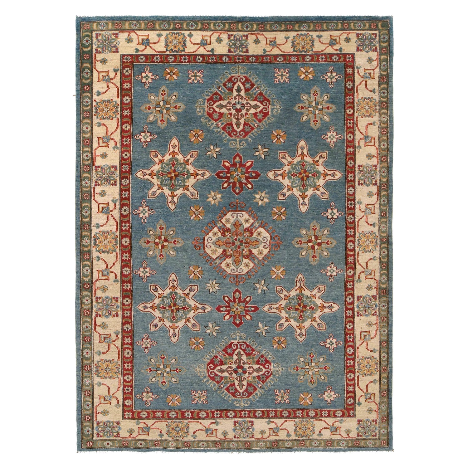 Hand knotted Kazak Rugs 6' 7" x 9' 3" ft / 200 x 283 cm - No. W34076