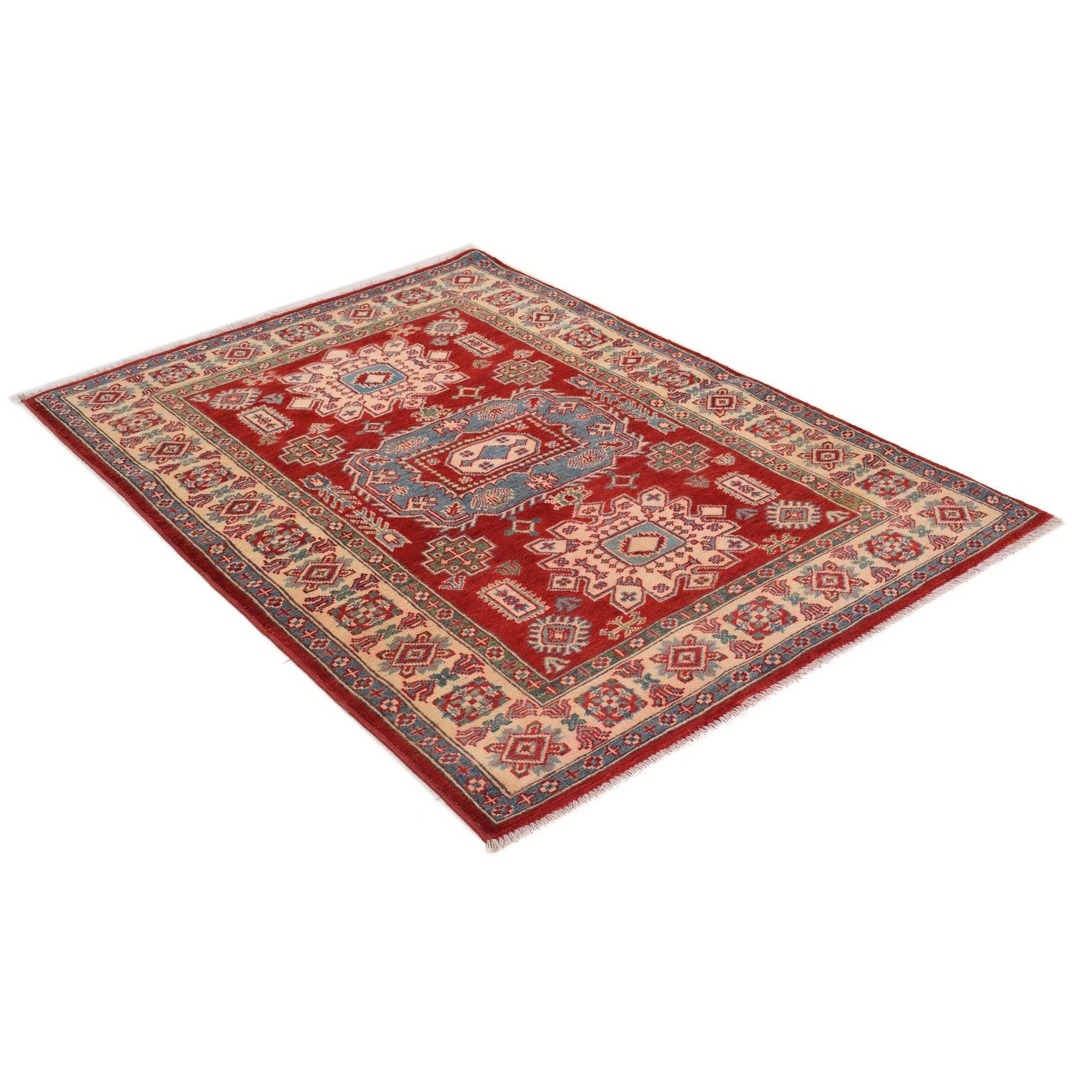 Red Kazak Rug 3' 10" x 5' 4" ft / 117 x 163 cm - No. W34077