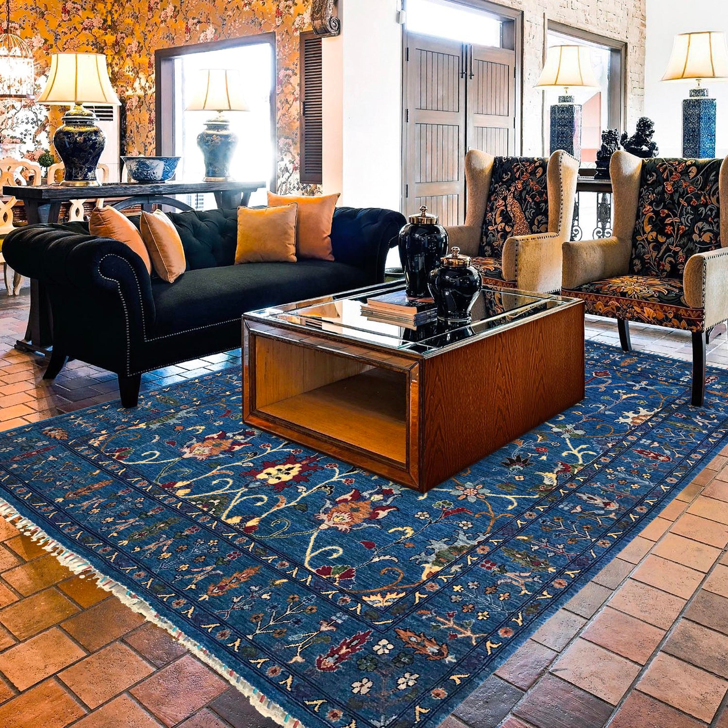 Blue Color Sultani Rug 8' 3" x 9' 8" ft / 252 x 295 cm - No. W34083