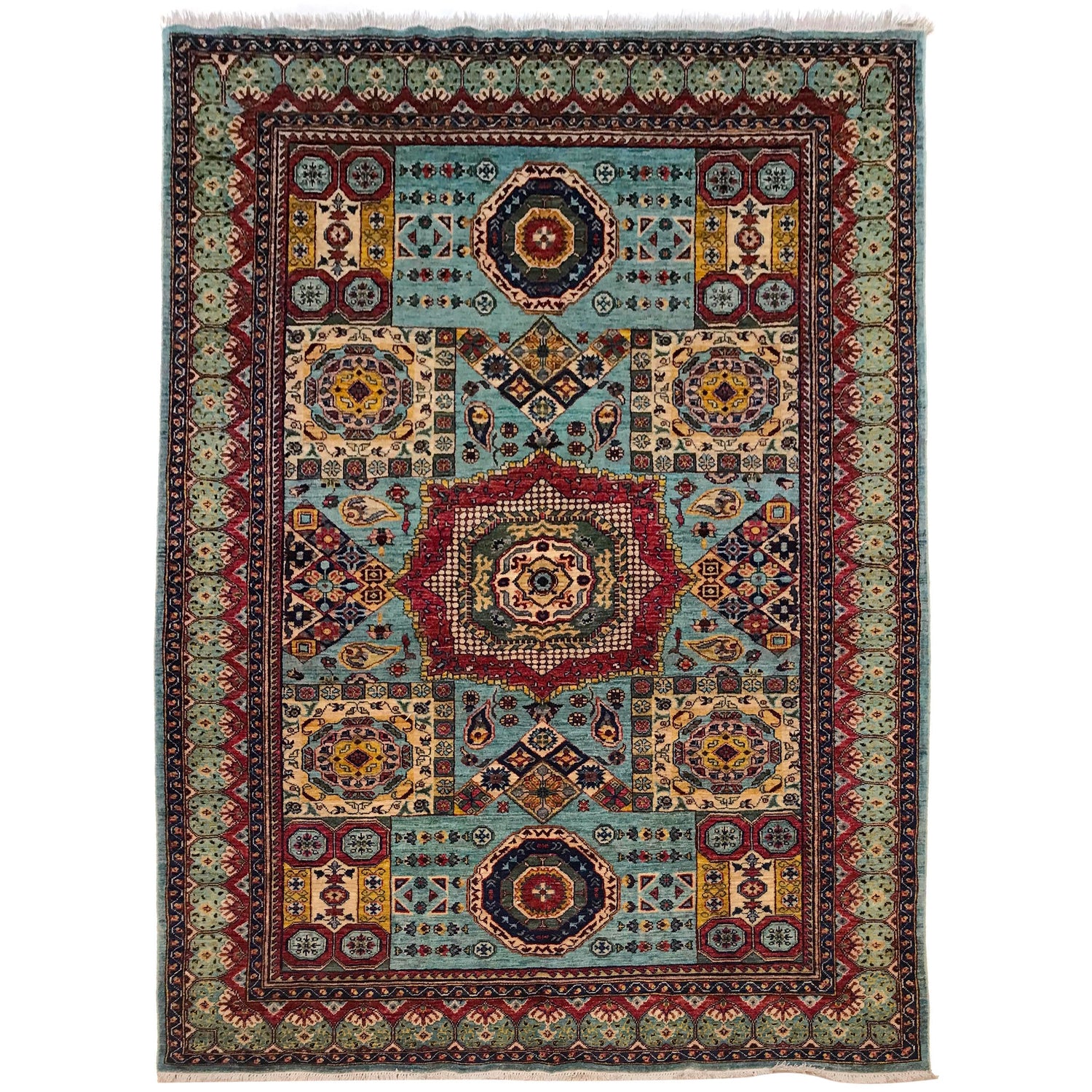 Oriental Mamluk Area Rug 6' 1" x 7' 10" ft / 186 x 239 cm - No. W34084