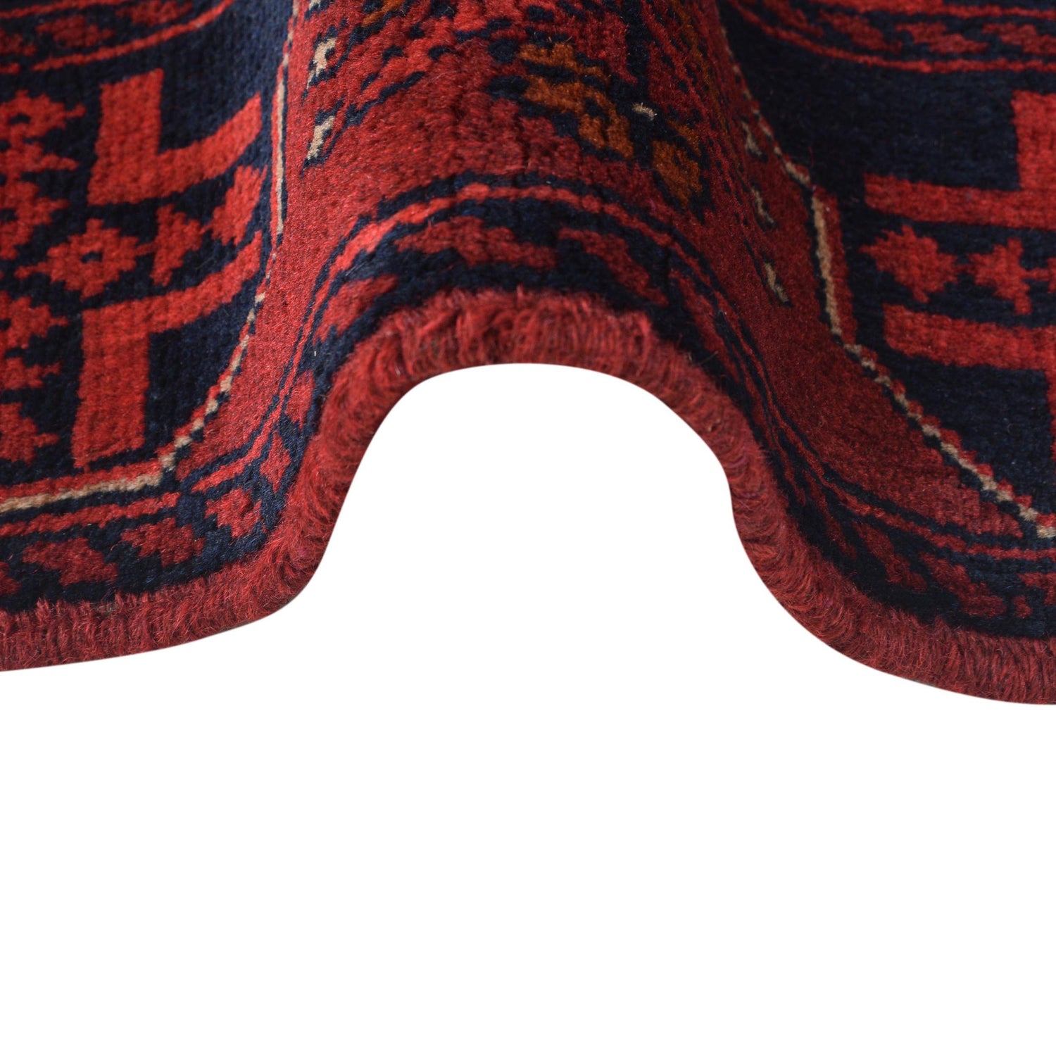 Red Color Afghan Area Runner Rug 2' 8" x 6' 0" ft / 81 x 183 cm - No. W34096