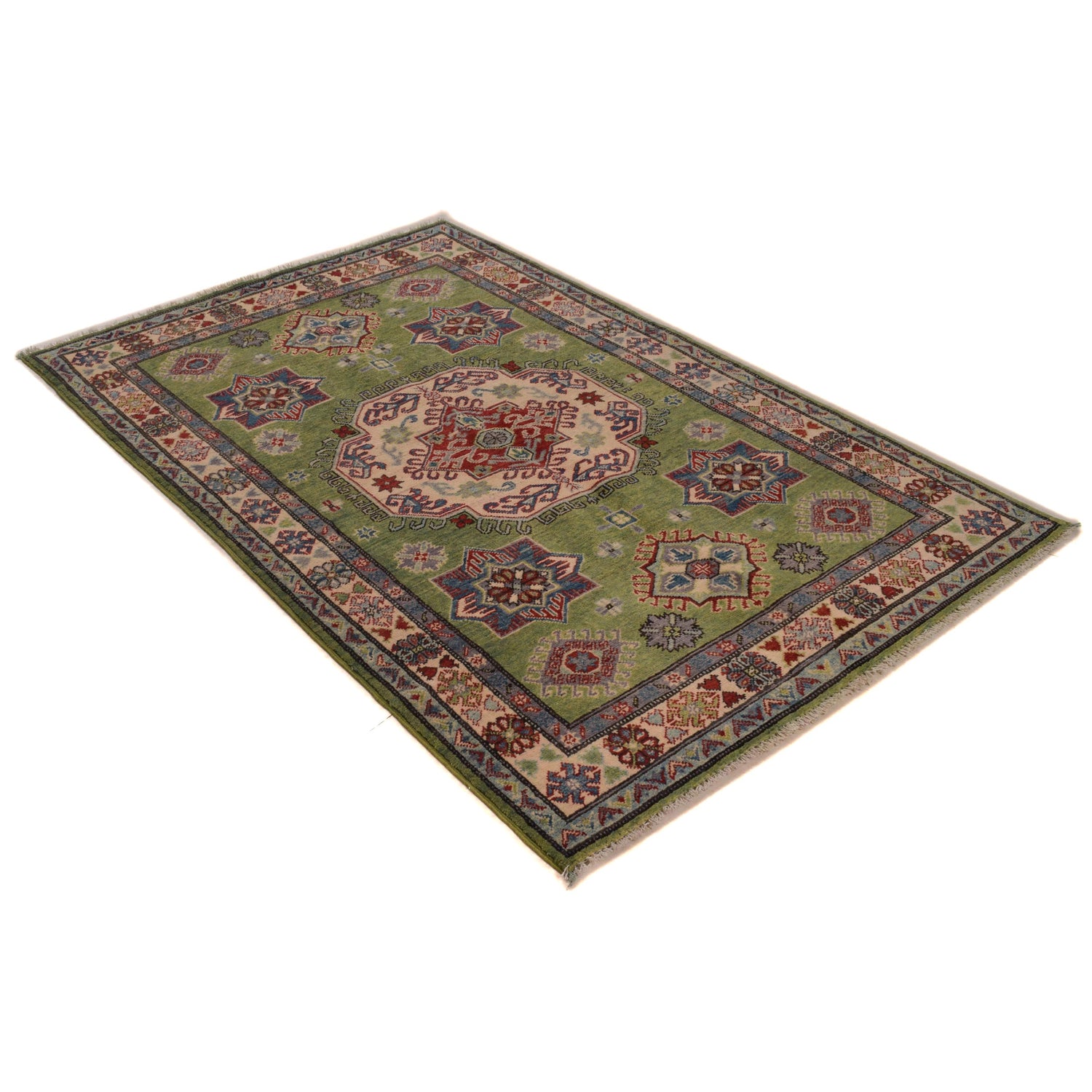 Hand Knotted Kazak Oriental Rug 3' 10" x 5' 10" ft / 116 x 178 cm - No. W34117