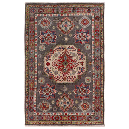Hand Knotted Kazak Oriental Rug 3' 11" x 4' 0" ft / 119 x 184 cm - No. W34119