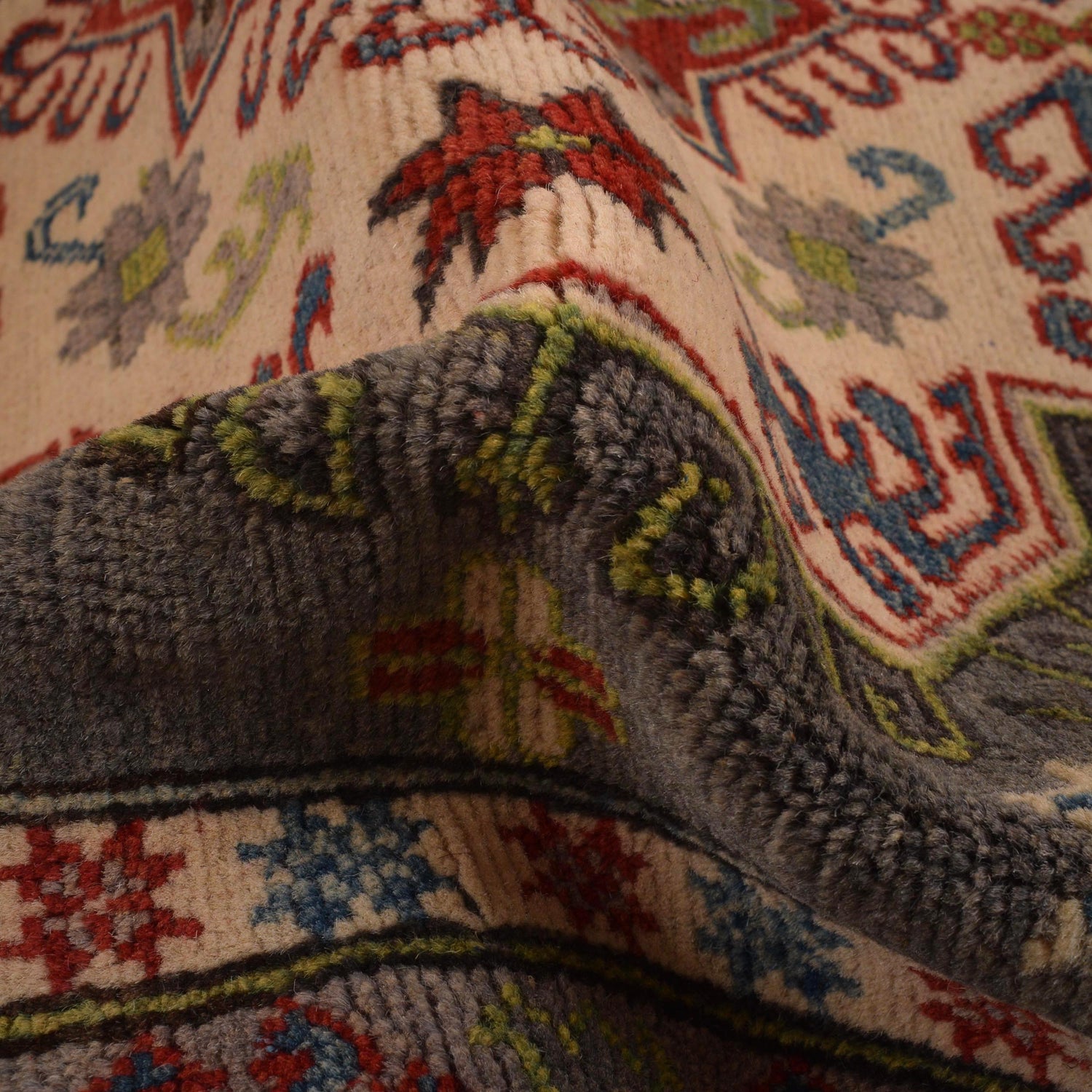 Hand Knotted Kazak Oriental Rug 3' 11" x 4' 0" ft / 119 x 184 cm - No. W34119