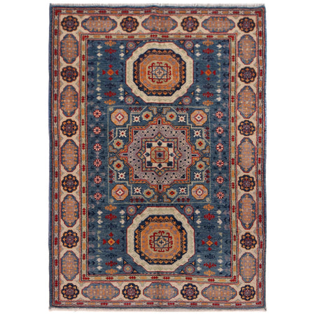 Handmade Kazak Area Rug 4' 1" x 5' 11" ft / 124 x 180 cm - No. W34120