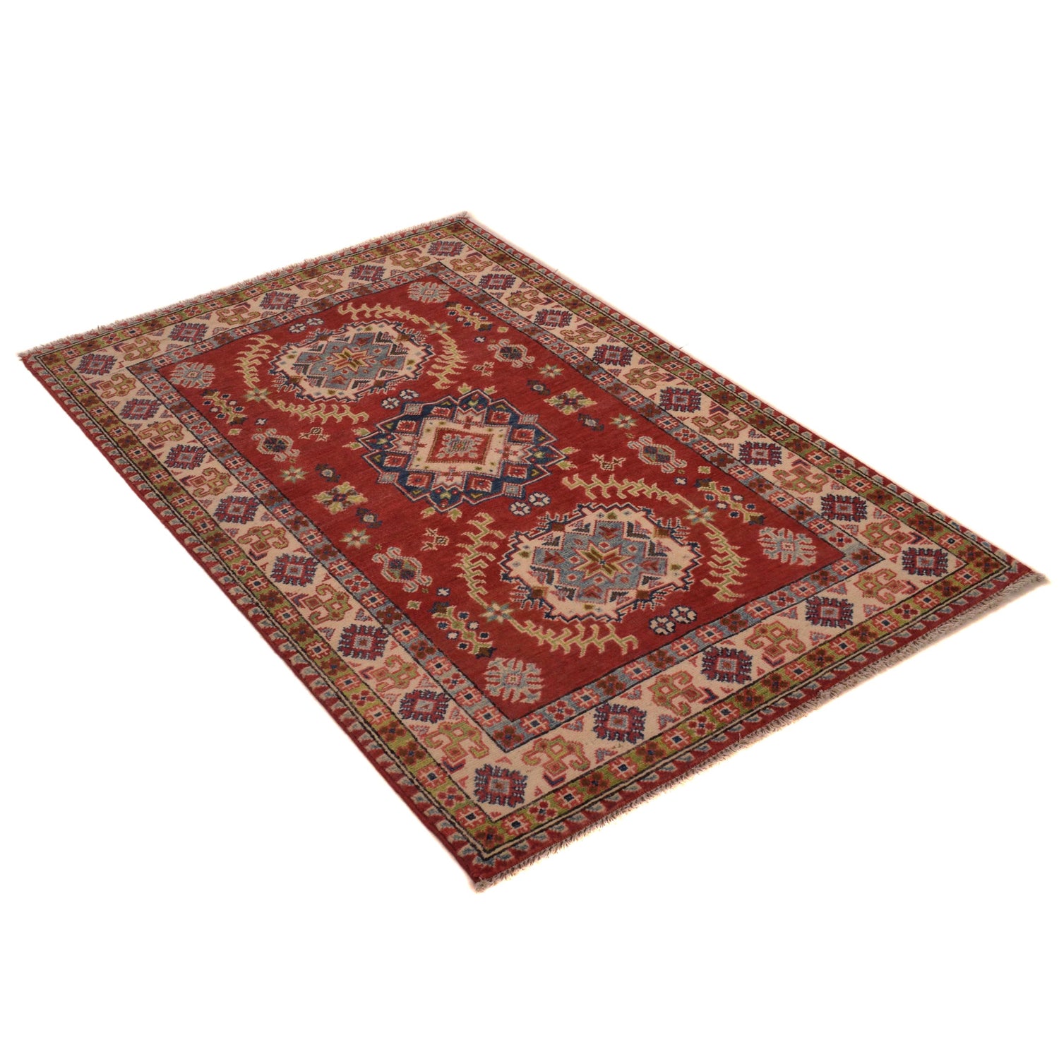 Red Color Kazak Rug 3' 2" x 4' 11" ft / 97 x 150 cm - No. W34123