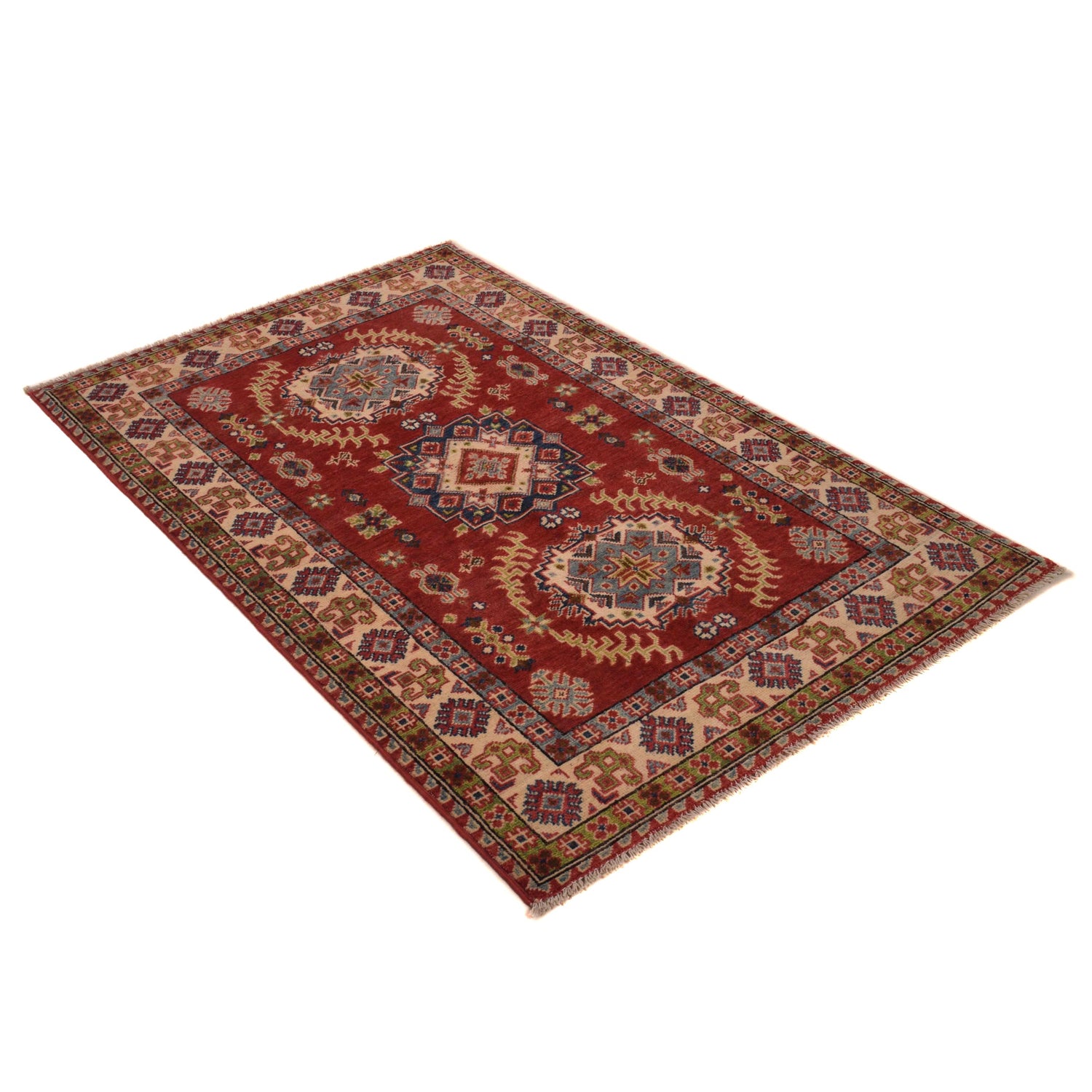 Red Color Kazak Rug 3' 2" x 4' 11" ft / 97 x 150 cm - No. W34123