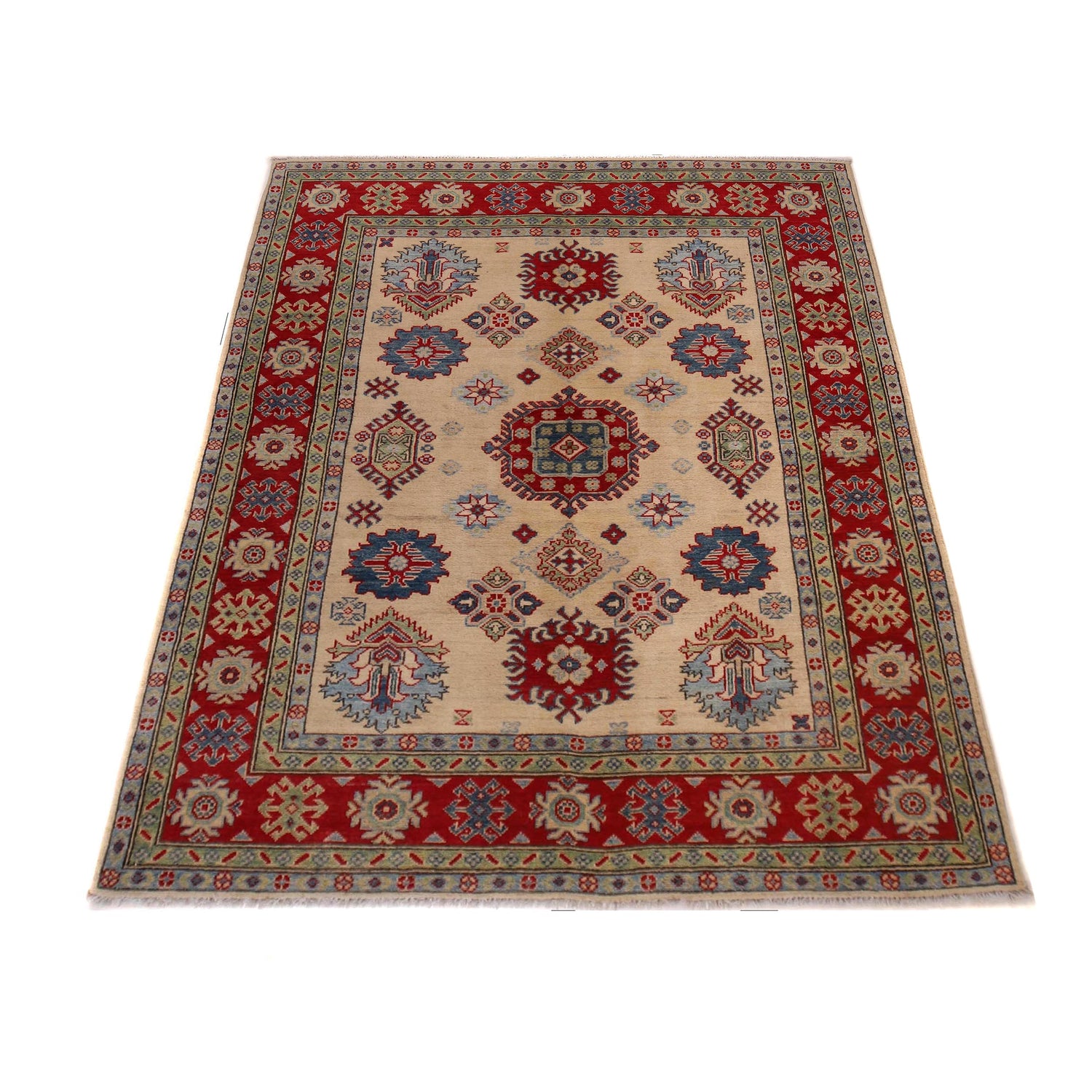 Handmade Kazak Area Rug 4' 10" x 6' 4" ft / 147 x 194 cm - No. W34125
