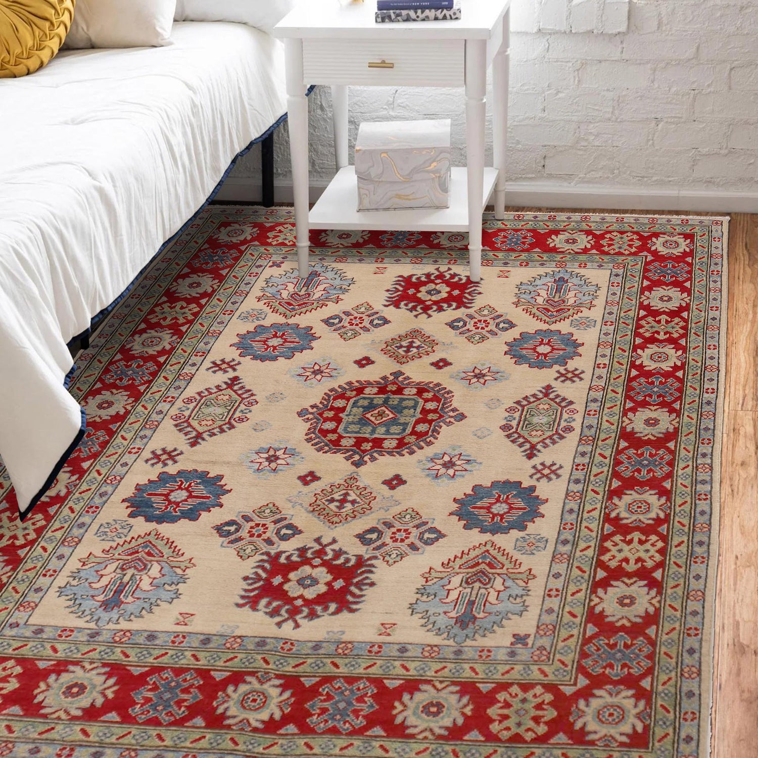 Handmade Kazak Area Rug 4' 10" x 6' 4" ft / 147 x 194 cm - No. W34125